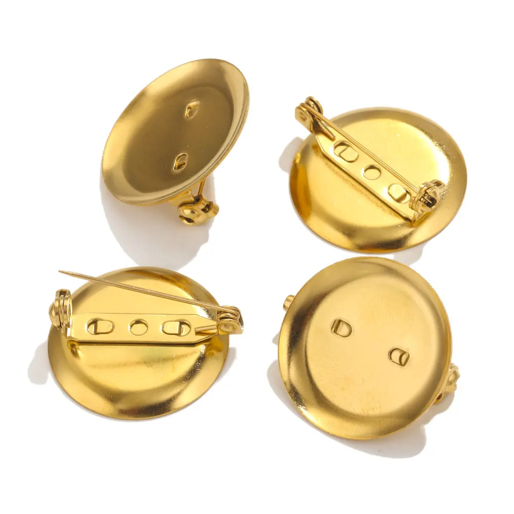 10 stücke 25mm Edelstahl Brosche Basis Lünette leer Cabochon Rohlinge Tabletts DIY Schmuck Befunde Cabochon Basis teile Komponenten – Detail 1