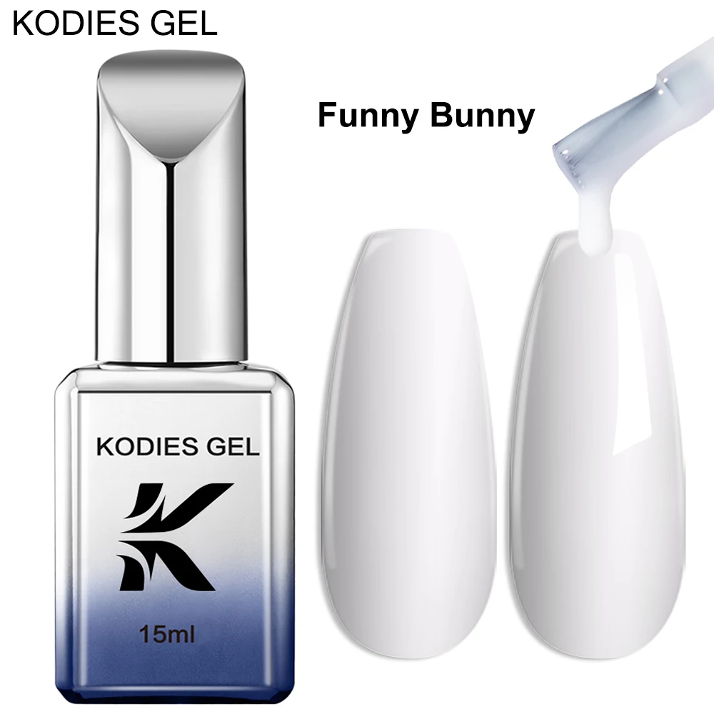 KODIES GEL Funny Bunny Gel-Nagellack, semi-permanent, UV/LED, weiß, nackte Farbe, Gel-Lacke, Lack, alles für Maniküre, Nagelkunst
