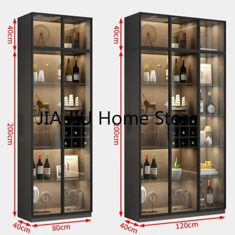 Wooden Display Wine Cabinets Liquor Luxury Wall Storage Wine Cabinets Modern Glass Botellero Vino European Furniture QF50JG