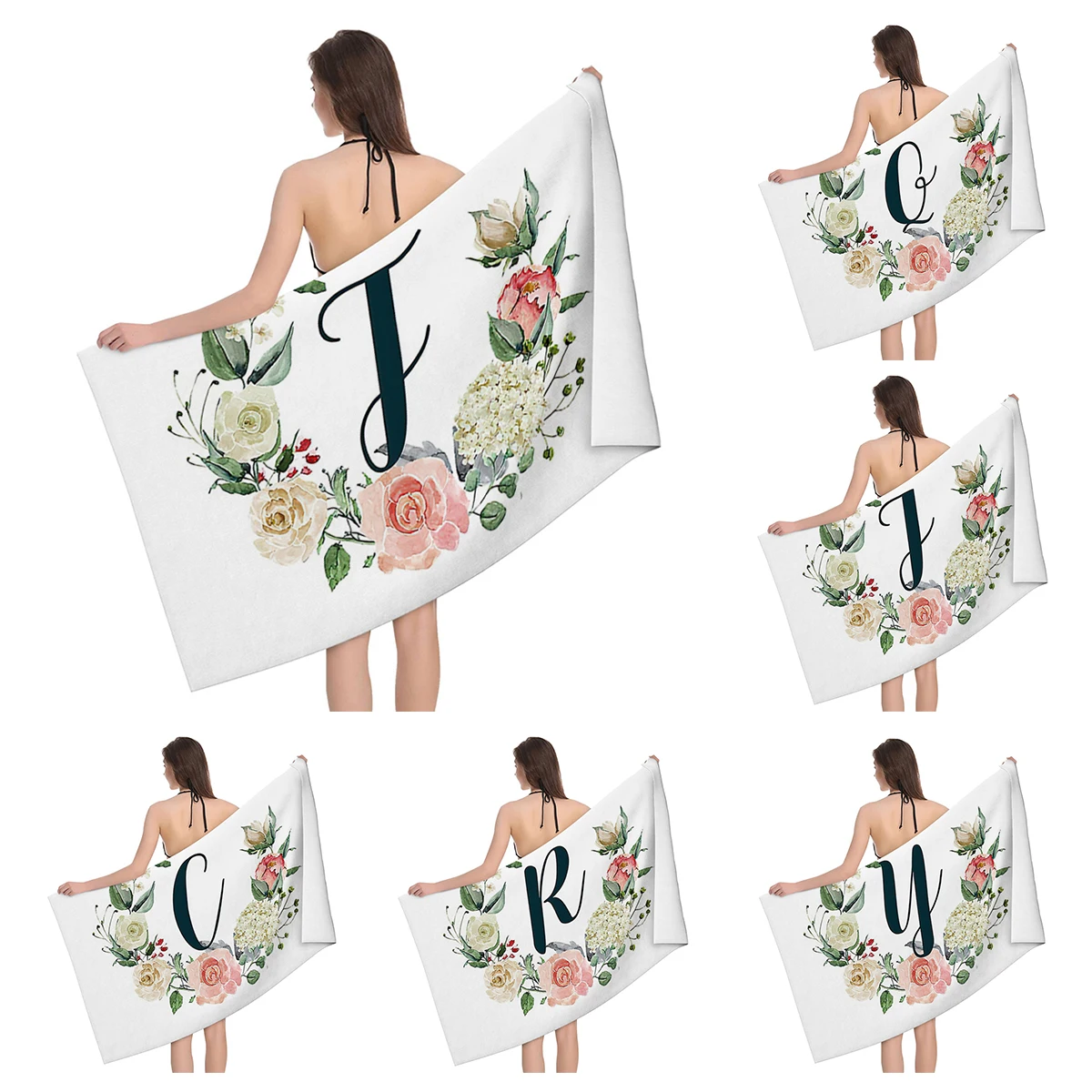 Home bath microfiber towels for the body bathroom letters and flower quick drying beach towel man and women large sports