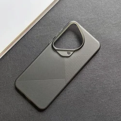 Geometric Matte Clear Stripe Slim Phone Case - Simple & Stylish Bumper for Pura 70 (Transparent gray)