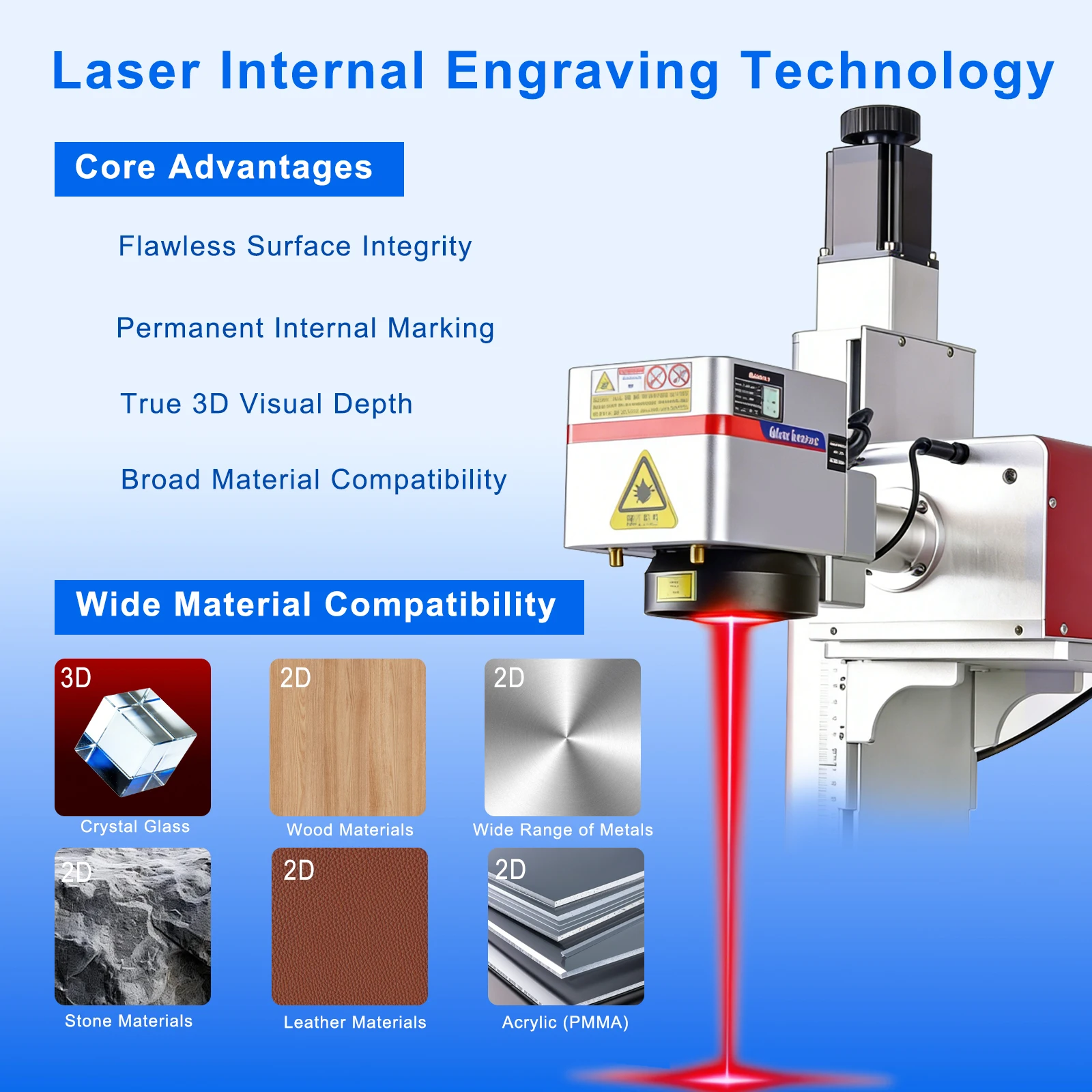 CRS 3D Kristall UV Innenlaser-Markiermaschine 3D Glas-Innengravur für Metall Kunststoff Holz Wasserkühlung 10W 5W UV-Laser – Detail 7