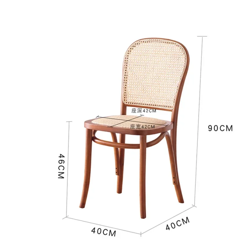 Home Designer Rattan Chair &ndash; Retro Rattan Woven Back Chair Light Luxury Hotel Solid Wood Cafe Dining Seating Living Room