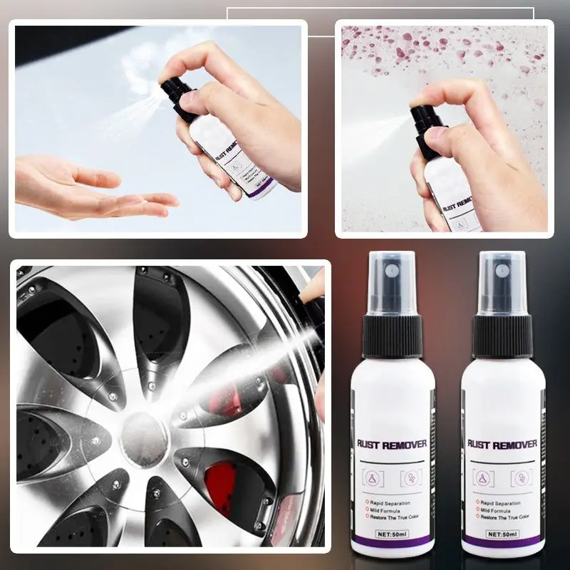 Powerful Rust Remover Spray for Car Paint Wheels 50ML Multipurpose Rust Removal Inhibitor Derusting Instant Remover Clean Spray