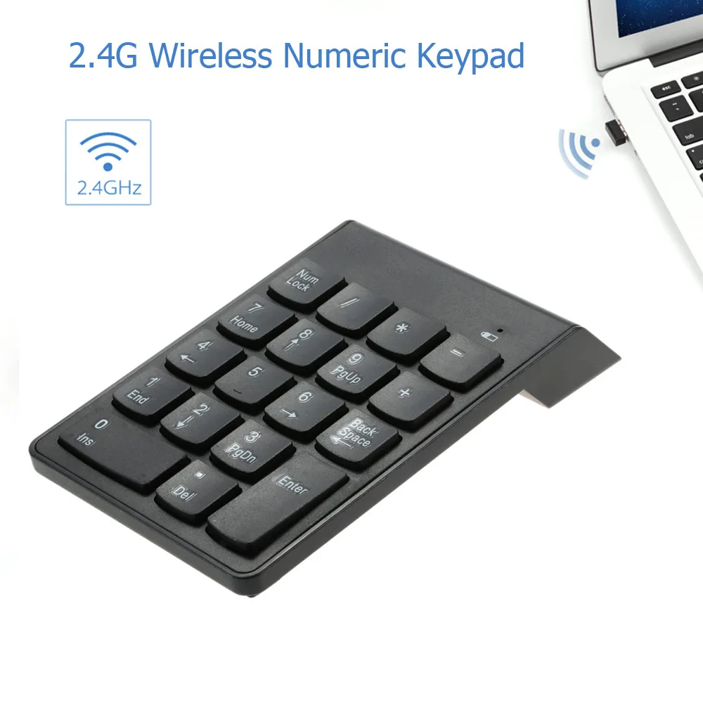 

Portable Number Pad Mini USB 2.4GHz 18 Keys Financial Accounting Numeric Keypad Keyboard Extensions for Laptop Desktop Notebook