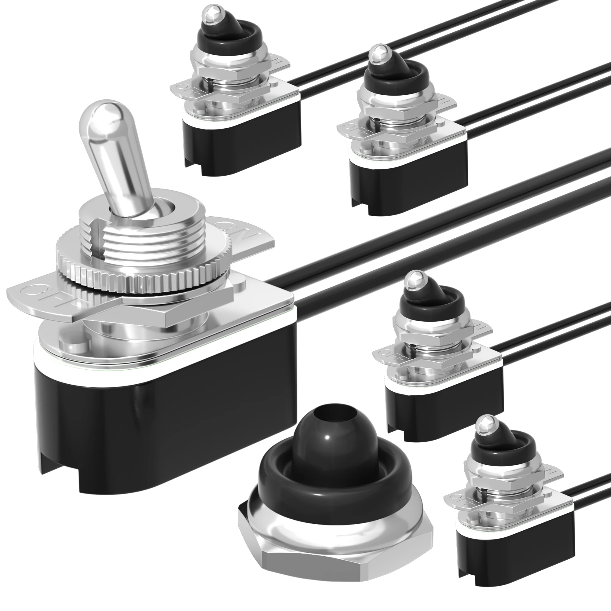 5Pcs Interruttore A Levetta Impermeabile 12V Spst 2 Pin Interruttore A Levetta Dc 12V 10A Interruttore A Levetta Elettrico Cavi A 6 Pollici Incidental