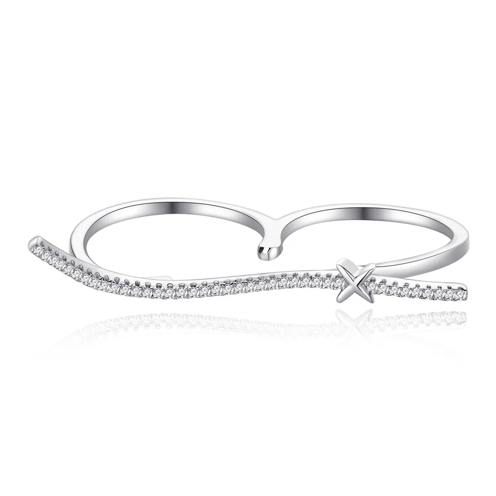 

New Original Design Chain Double Finger Ring for Women S925 Sterling Silver European and American Accessories