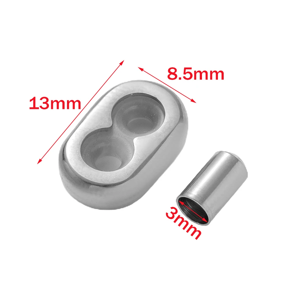 4 Sets Edelstahl-Stopper, Gummiperlen, Schieber, verstellbare Verschlüsse mit Säulen-Endkappen für die Herstellung von DIY-Lederband-Armbändern – Detail 3