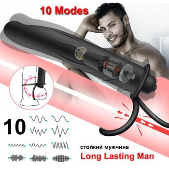 10 Modes Double Penetration Vibrator anal plug Sex Toys for Couples Strapon Dildo Vibrator Strap on Penis Sex Toys for Women Man 4