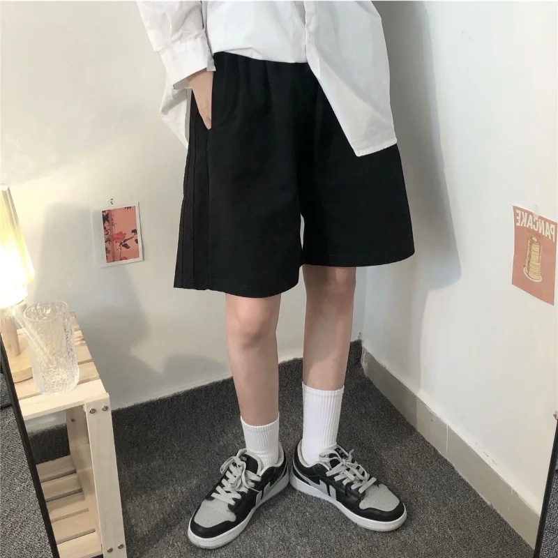 Summer New Shorts Solid Color Elastic Waist Loose Youth All-match White Thin Straight Pants Street Casual Fashion Women Clothing