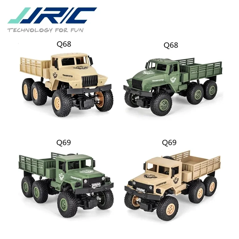JJRC Q68 Q69 1/18 2.4G 4CH 4WD 130 Brushed Motor Yellow Green RC Vehicle Off-Road Military Truck Car RTR Model Kid Toys for Boys 4