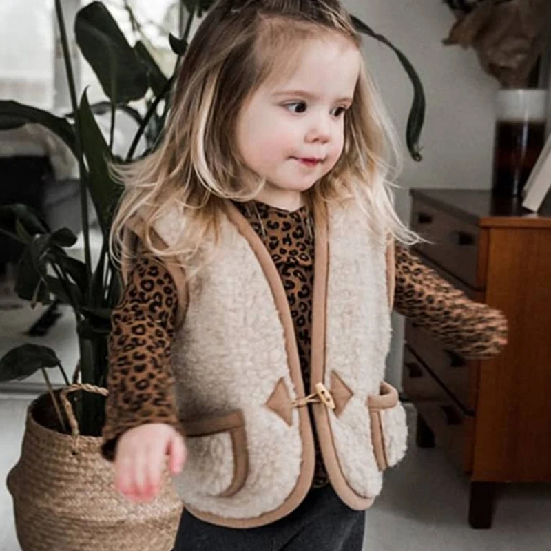 Baby Boys Vest New Winter Kids Clothes Sleeveless Cardigan Brand Girls Jacket Cotton Infant Fur Coat Casual Cute Warm Outwear