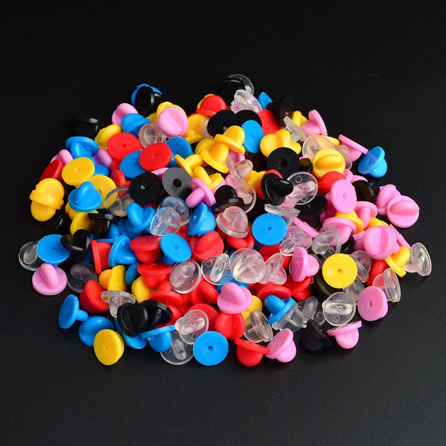 50pcs Black PVC Rubber Pin Backs Butterfly Clutch Tie Tack Lapel Holder  Clasp Pin Cap Keepers for Uniform Badges Replacements