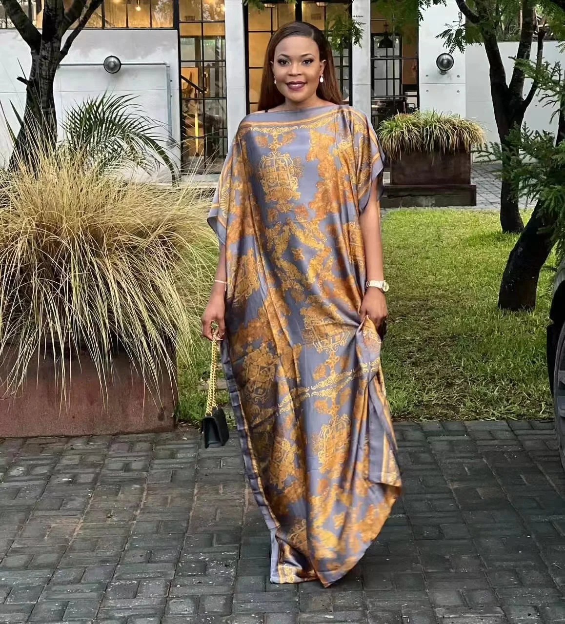 Dress Length 142cm Bust:160cm Fashion dresses Bazin Print Dashiki Women Long Dress/gown Yomadou Color Pattern oversizes