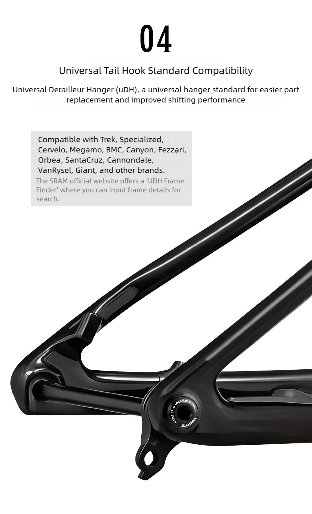 TOOPRE Fahrrad UDH Direktmontage-Schaltauge MTB Rennrad Steckachsen-Rahmen Hinteres Schaltauge Universelle Montagehalterung – Detail 7