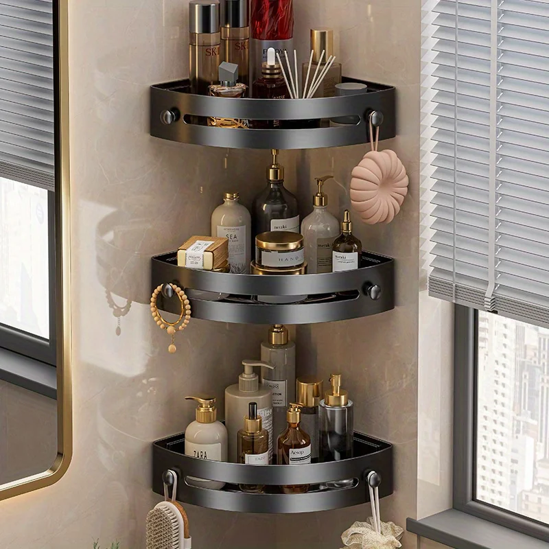 3 - Tier Corner Shower Caddy for Space - Saving: Wall - Mounted, Easy Install (No - Drill), Made of Durable ABS Plastic 2