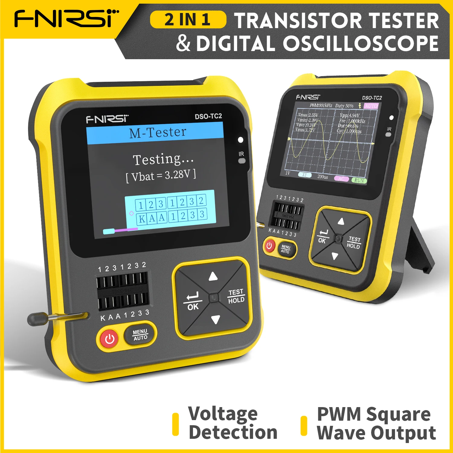 Fnirsi Dsotc2 Handheld Digital Oscilloscope Transistor Tester 2in1