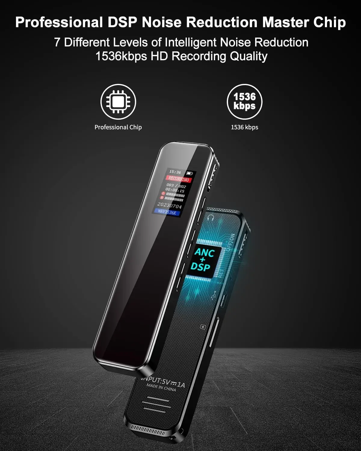 Digital Voice Activated Recorder for Lectures And Meetings with Capacity Sound Audio Recorder