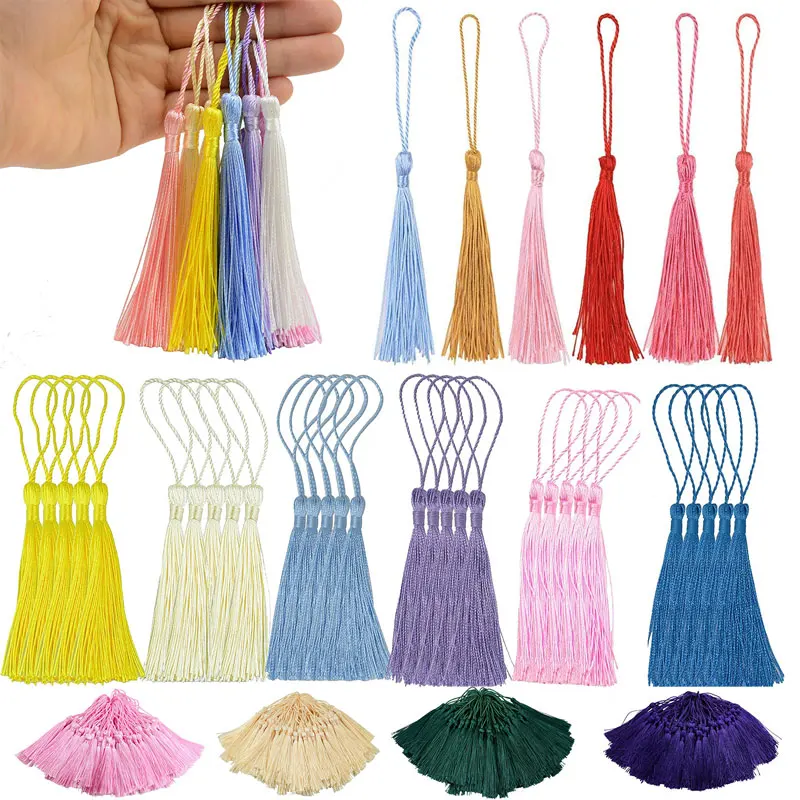 Silk Tassels 100Pcs 13cm Vertical Tassel Fringe Curtains Tassel Trim Bookmark Tassels for DIY Curtain Jewelry Making Home Decor