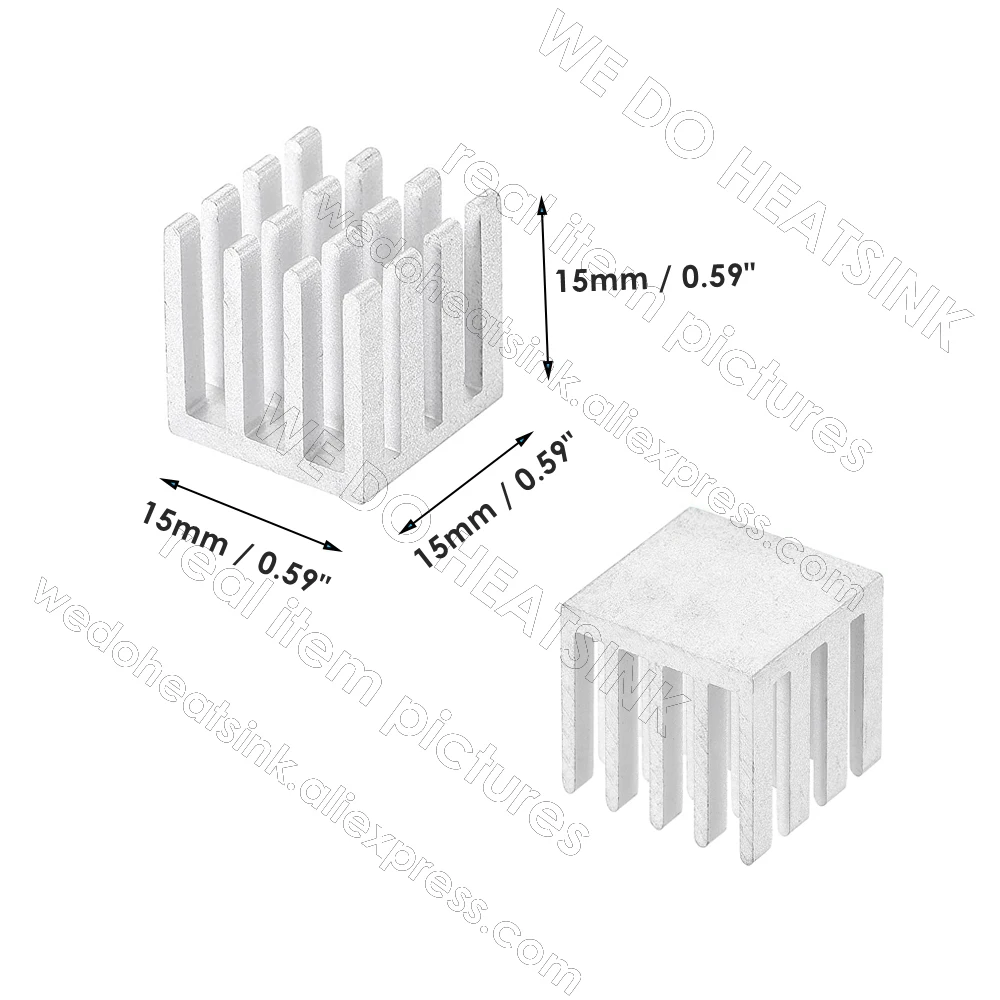 Nós Fazemos o Dissipador de Calor 15x15x15 mm sem ou com a Almofada Térmica Tamanho Pequeno Cubo Prata Entalhado Alumínio Radiador do Refrigerador do Dissipador de Calor - Imagem 6