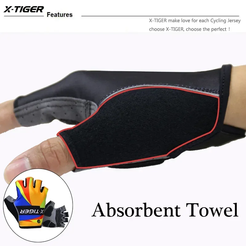 X-TIGER Cycling Gloves 3D GEL Pad Sport Gloves Half Finger MTB Bike Gloves Luvas Bicicleta Para Ciclismo Mountain Bicycle Gloves 5