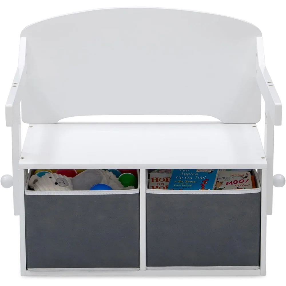 

Delta Children MySize Kids Convertible Activity Bench - Greenguard Gold Certified, Bianca White Kids Study Table and Chair