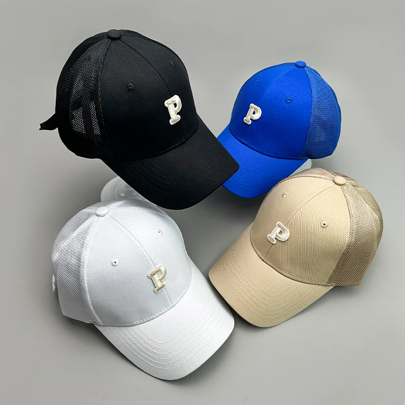 

Summer Simple Letter P Fashion Cool Men Women Baseball Hats Cotton Breathable Sunscreen Easy matching Soft Snapback Sport Caps