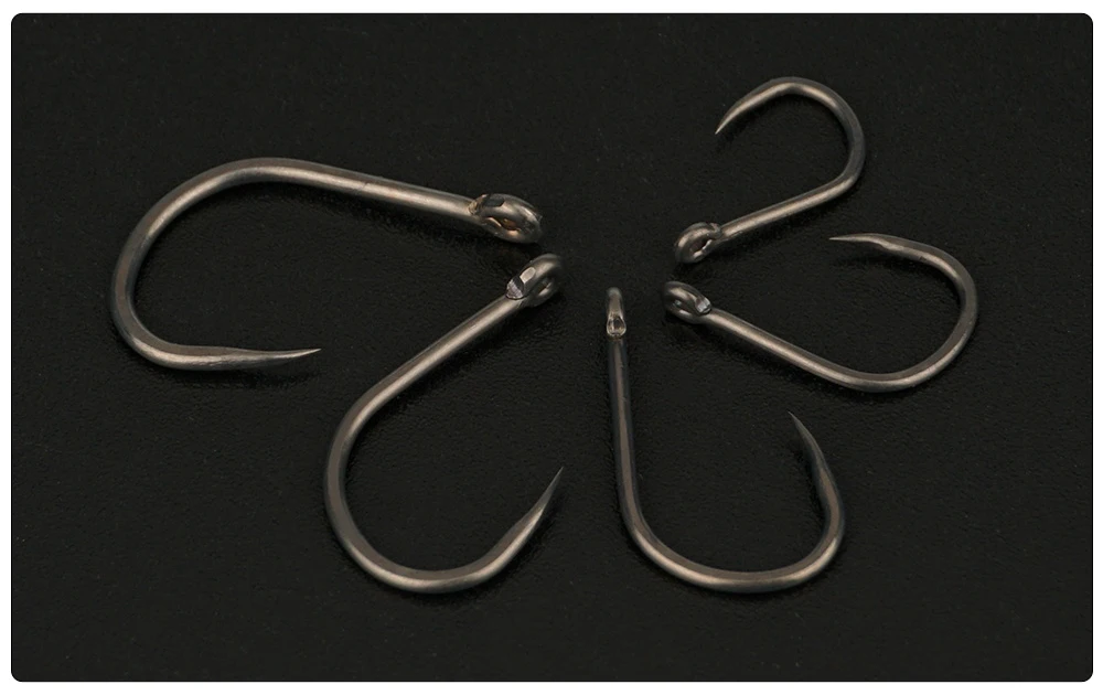 Hirisi 50/100 Stück Hochkarbon-Edelstahl Widerhakenlose Haken mit PTFE-Beschichtung Angelhaken Angelzubehör 8002 – Detail 9