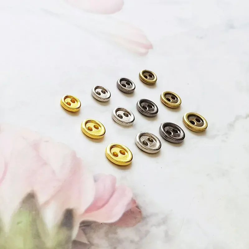 YOMDID 100pcs/Lot Round Metal Buttons 6/7/8mm Buckle For DIY Clothes Doll Sewing Decoration 2 Holes Button Handcraft Accessories 4