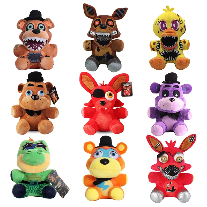 

Игра FNAF 18 см, плюшевая кукла, кошмар, искусственная Коллекция мягких плюшевых животных, черный свет, Frostbe, Funtime, Foxy, игрушки для подарка