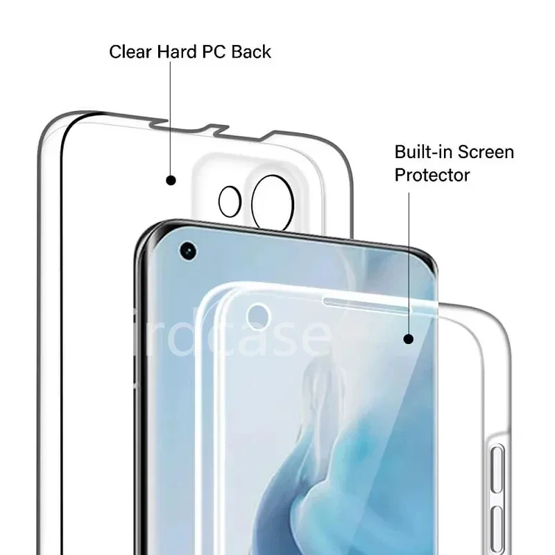 360-Degree Clear Protective Case - Shockproof PC + Silicone Cover