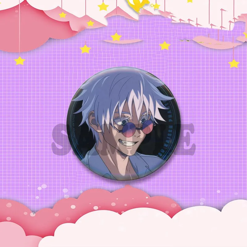 Cartoon Animation Collection Runde Brosche Niedliche Anime Figur Gojo Satoru Abzeichen Schmuck Pins Geschenke für Freunde Tasche Hut Shirt Dekor – Detail 4