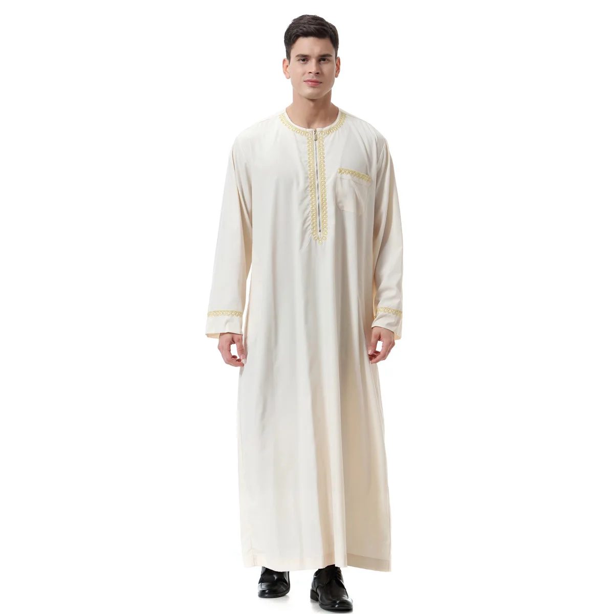 Mens Thoub Thobe Robe Saudi Abaya Dishdasha Jubbah Long Sleeve Arabic Kaftan Thobe Dress Islamic Clothes Thawb Middle East Robes