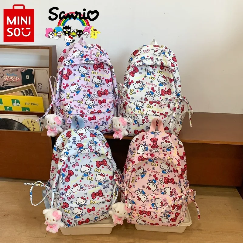 HelloKitty 2024 New Women's Backpack Fashion High Quality Girl Travel Backpack Cartoon Versatile Large Capacity Student Backpack