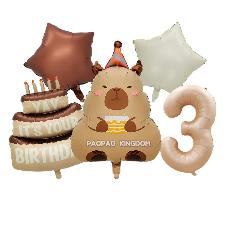 Niedliches Capybara-Set Cartoon Aluminiumfolienballon Babyparty Kindergeburtstag Hochzeitsfeier Dekorationen Zubehör – Detail 3