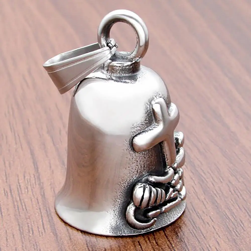 Motorcycle Good Luck Charm Bell Vintage Cross Key Chain For Luck On The Road Motorcycle Decorations For Dad And Husband Drive