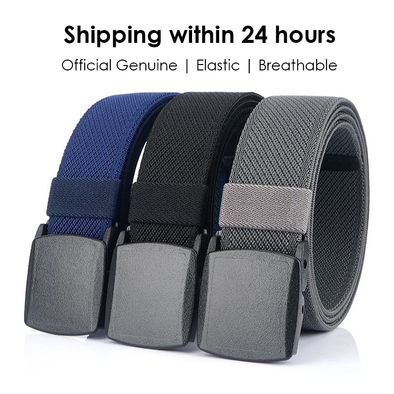 KOLBER Metal-free Elastic Belts for Men Women Hard Plastic Buckle 95cm-120cm Stretch Belt Male Summer Trouser Girdles Waistband waist belt