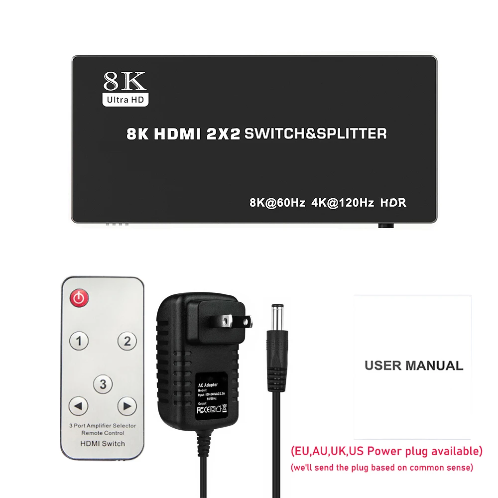 HDMI Splitter 4K 120Hz 2X2 Dual display HDMI Switch