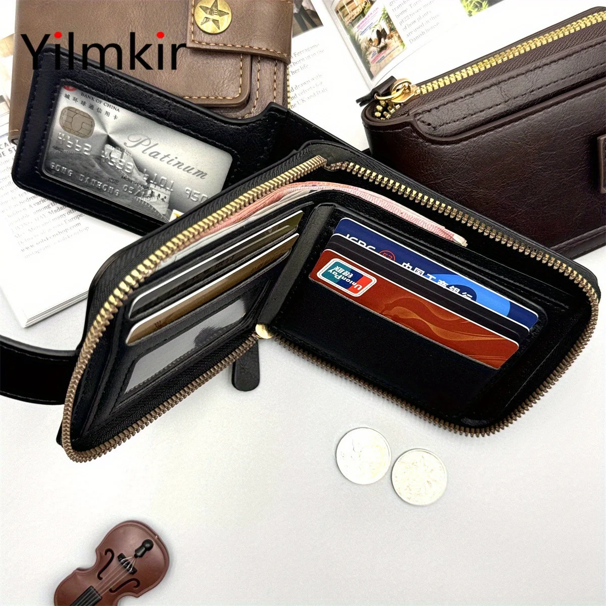 Men's Short Retro Wallet Multi Slot Purse Style Zipper Multi Compartment Wallet Buckle Multifunctional Women Money Bag 3 Men's Short Retro Wallet Multi Slot Purse Style Zipper Multi Compartment Wallet Buckle Multifunctional Women Money Bag 3