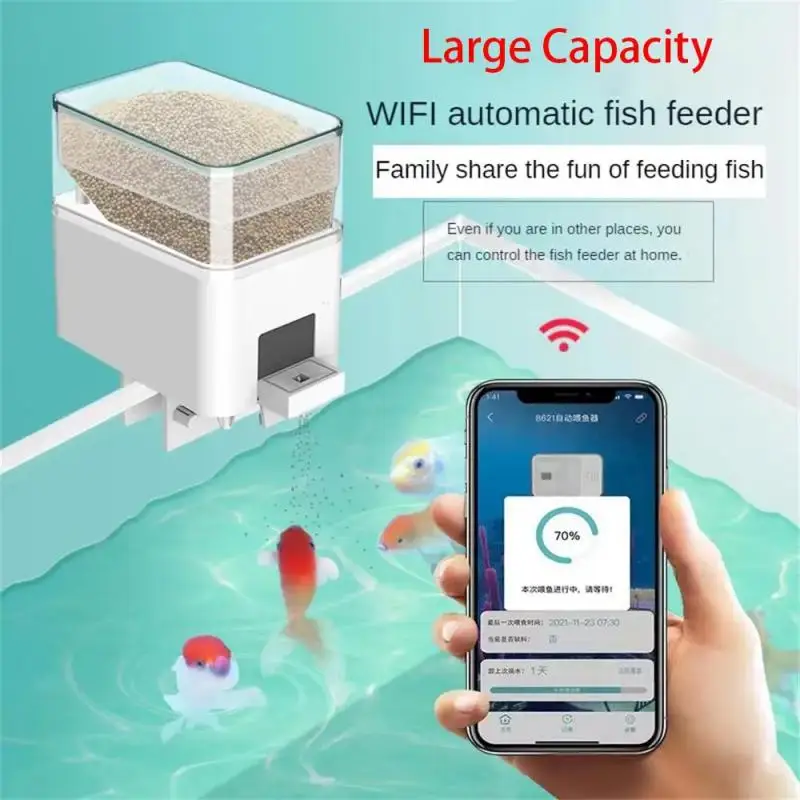 New 1000mAh WiFi Aquarium Automatic Feeder Fish Tank Feeder  Wireless Smart Phone APP Intelligent Timer Remote Control Feeding