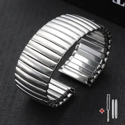 Universal Stainless Steel Elastic Strap Wristband - Men's Replacement Bracelet - 22mm (Silver)
