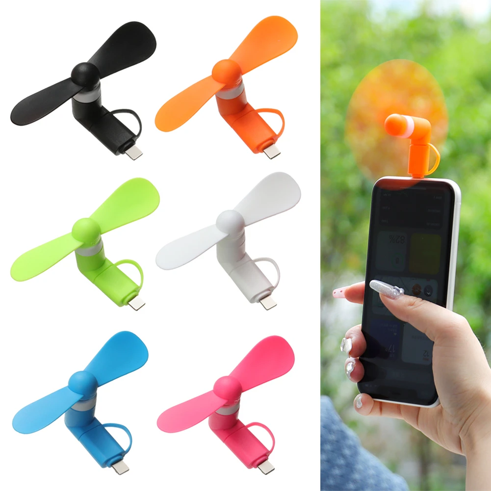 Universal Mobile Phone Handheld Fan Portable Phone Fan 2 In 1 Typec