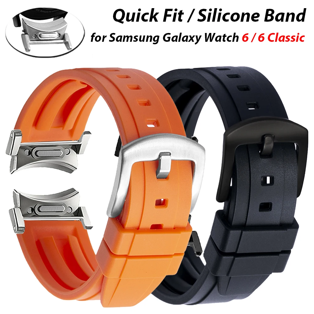 

Silicone Rubber Band for Samsung Galaxy Watch 4/6 Classic 47mm 43mm 42mm 46mm Watch 6 5 4 40mm 44mm 5 Pro Quick Fit Sports Strap