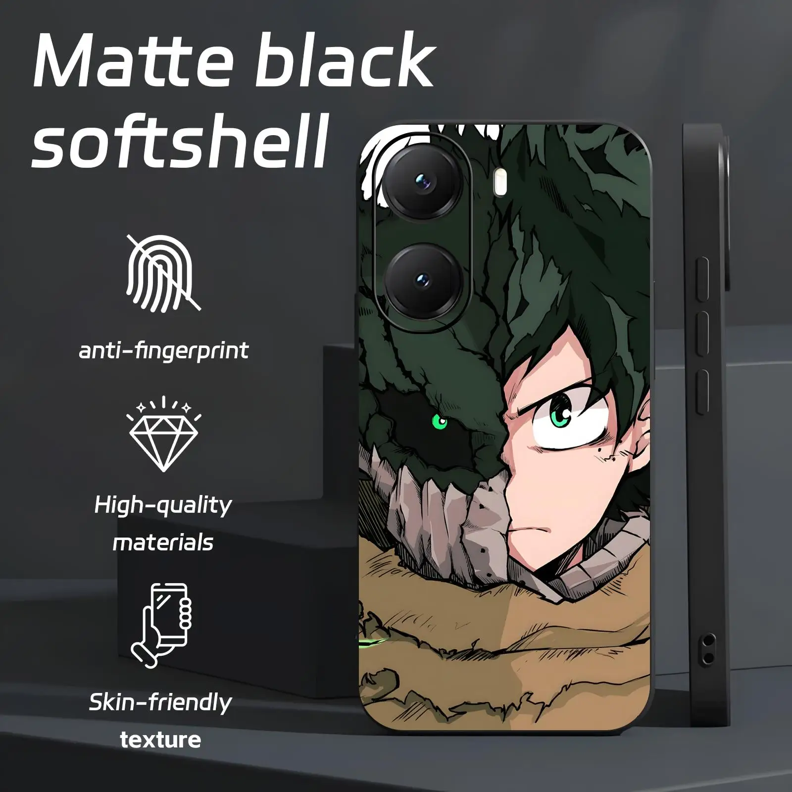 Deku My Hero Academia Shockproof Soft Black Phone Case