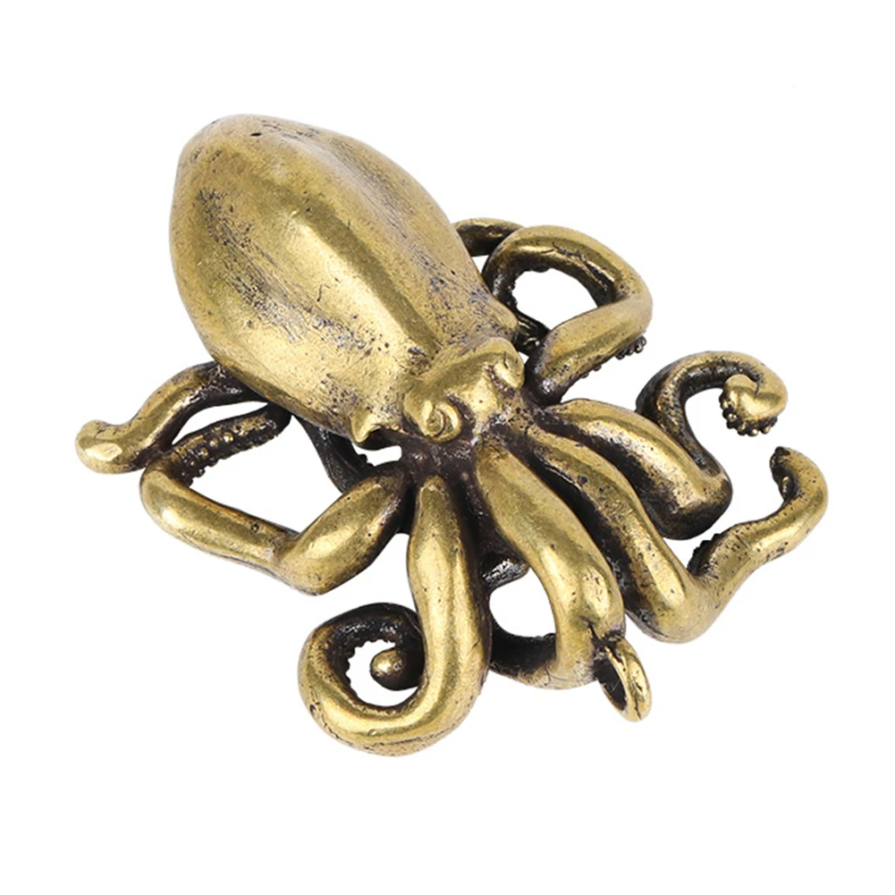 

Solid Brass Octopus Figurine Statue Animal Ornament 4.5*5.5cm Miniature Statue Fun Art Gift For Kids Desktop Home Decoration