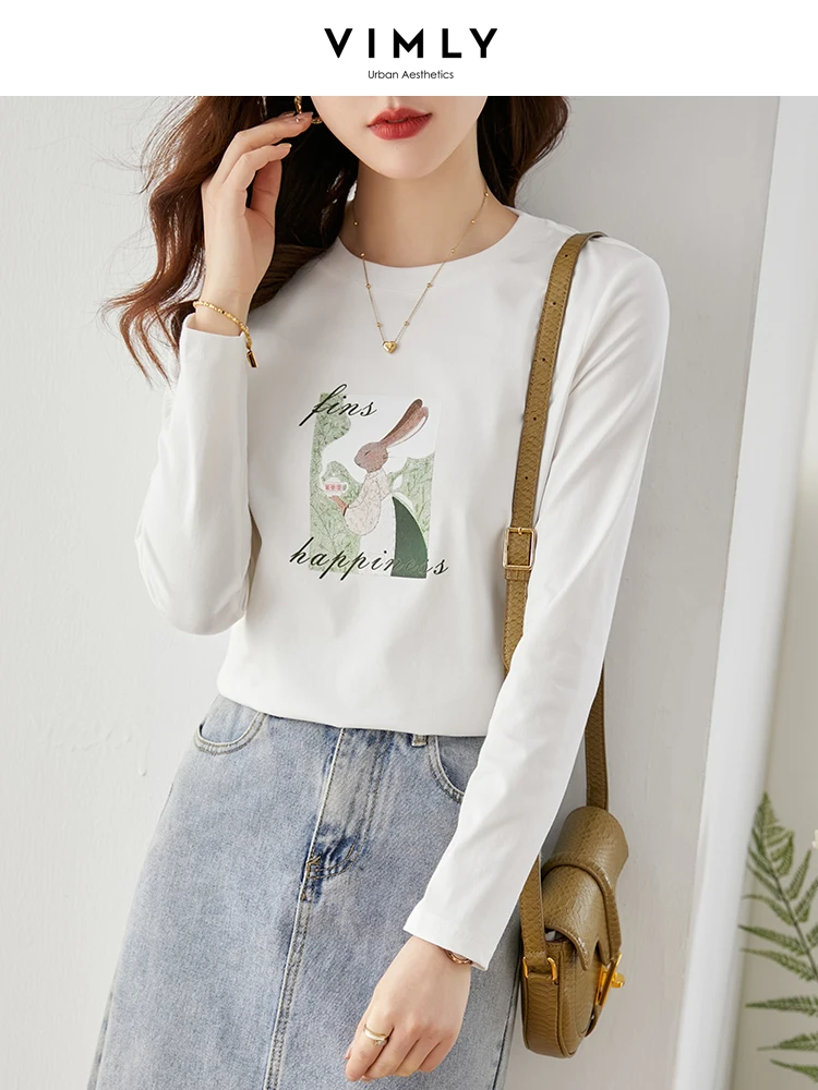 VimlyLongSleeveWhiteTShirtsforWomen2023FashionCuteRabbit