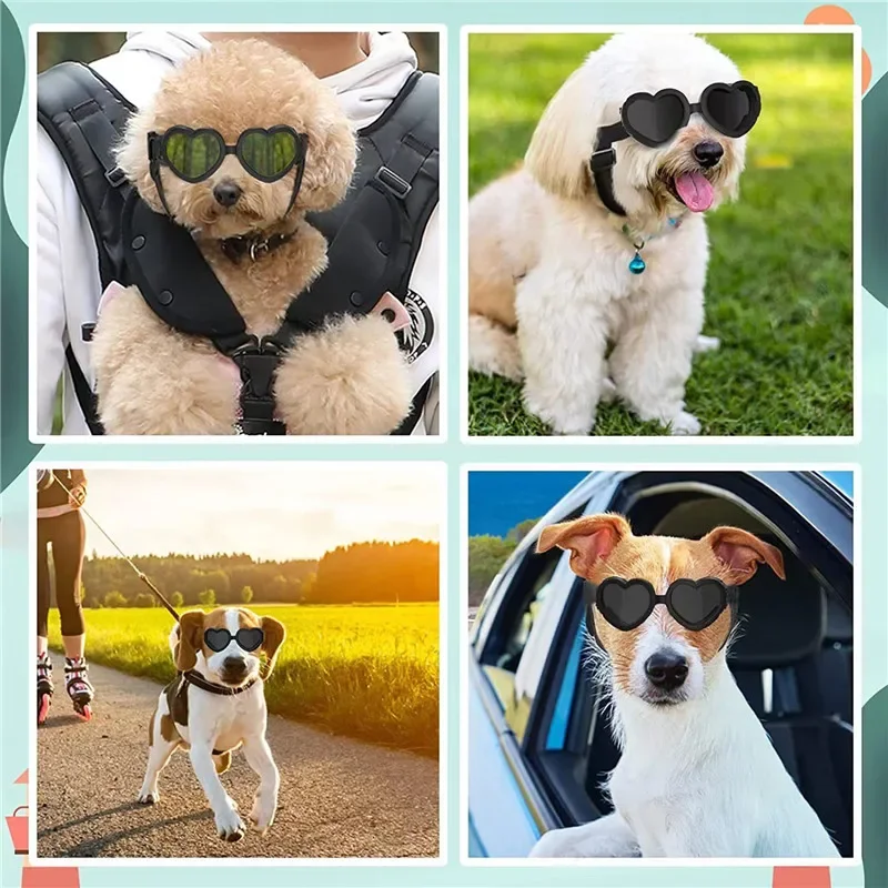 Title 3, 1 Pcs Heart-shaped Small Dog Sunglasses Waterpr...