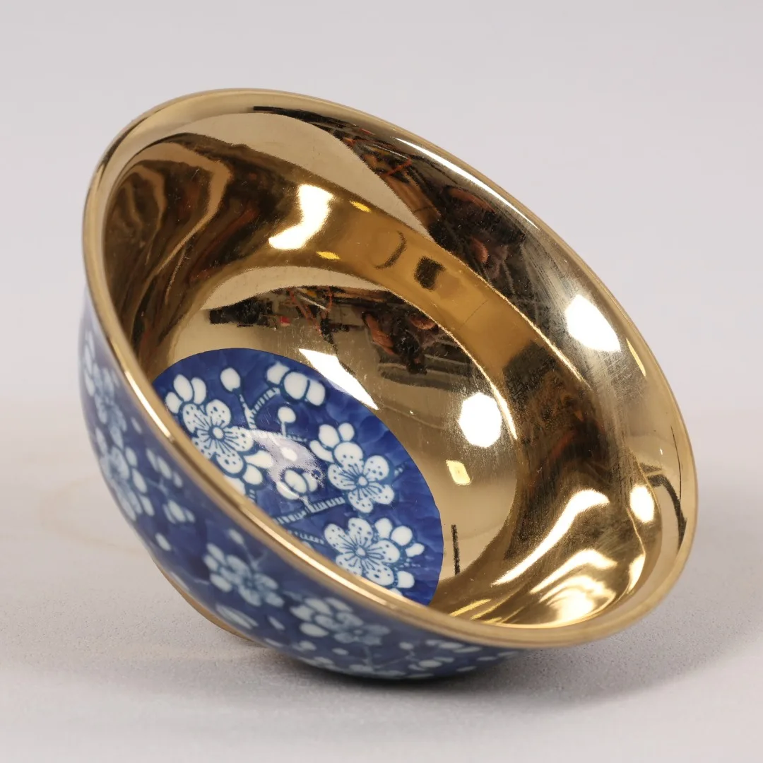 Jingdezhen Blue And White Gilded Ice Plum Patterned Small Bowl Retro Porcelain 3