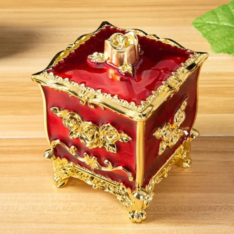 Luxury European Style Plastic Cotton Swab Toothpick Box Living Room Household Retro Cotton Swab Toothpick Sealed Storage Boxs