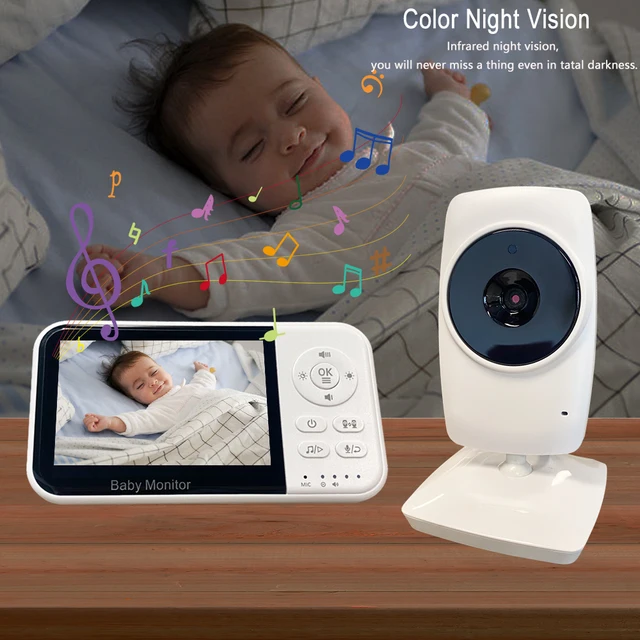 3.2'' Baby Monitor with Camera and Audio, Infrared Night Vision, Temperature Monitoring, Two-Way Talk, Lullabies, 1000ft Range 2